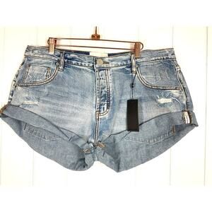 One Teaspoon Hendrix Bandit Denim Jean Shorts Intentionally Distressed NWT SZ 34